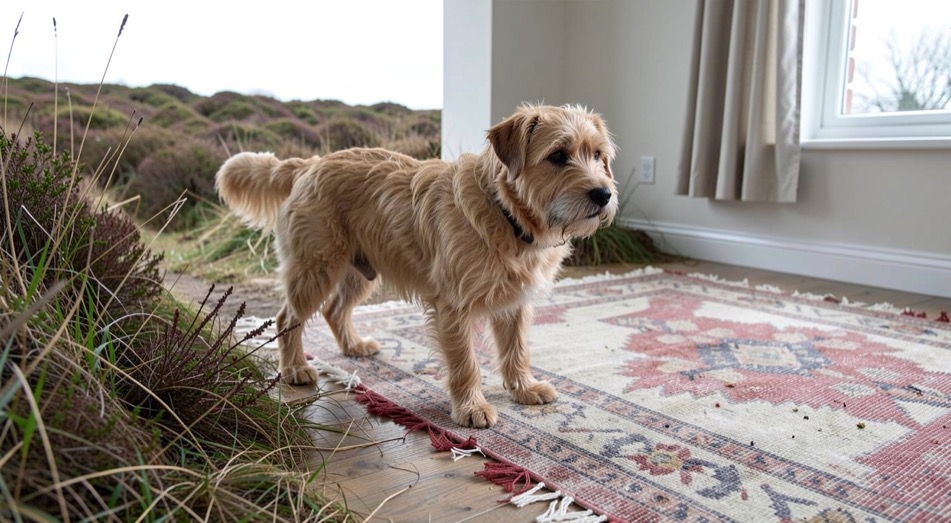 Cairn terrier hvalp på et tæppe